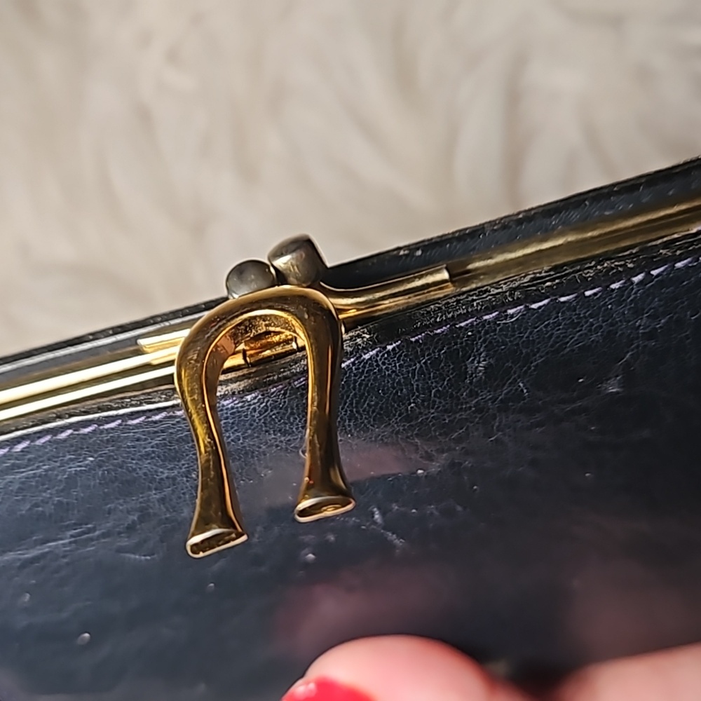 Handmade Italian Calf Leather Wallet | Black & Gold | Florence Italy - Picture 5 of 9
